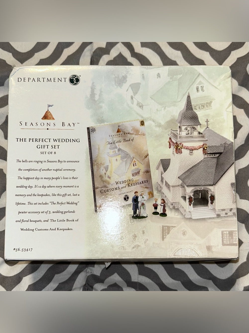 Department 56 Seasons Bay Wedding Village Set in White, Gray, Gold